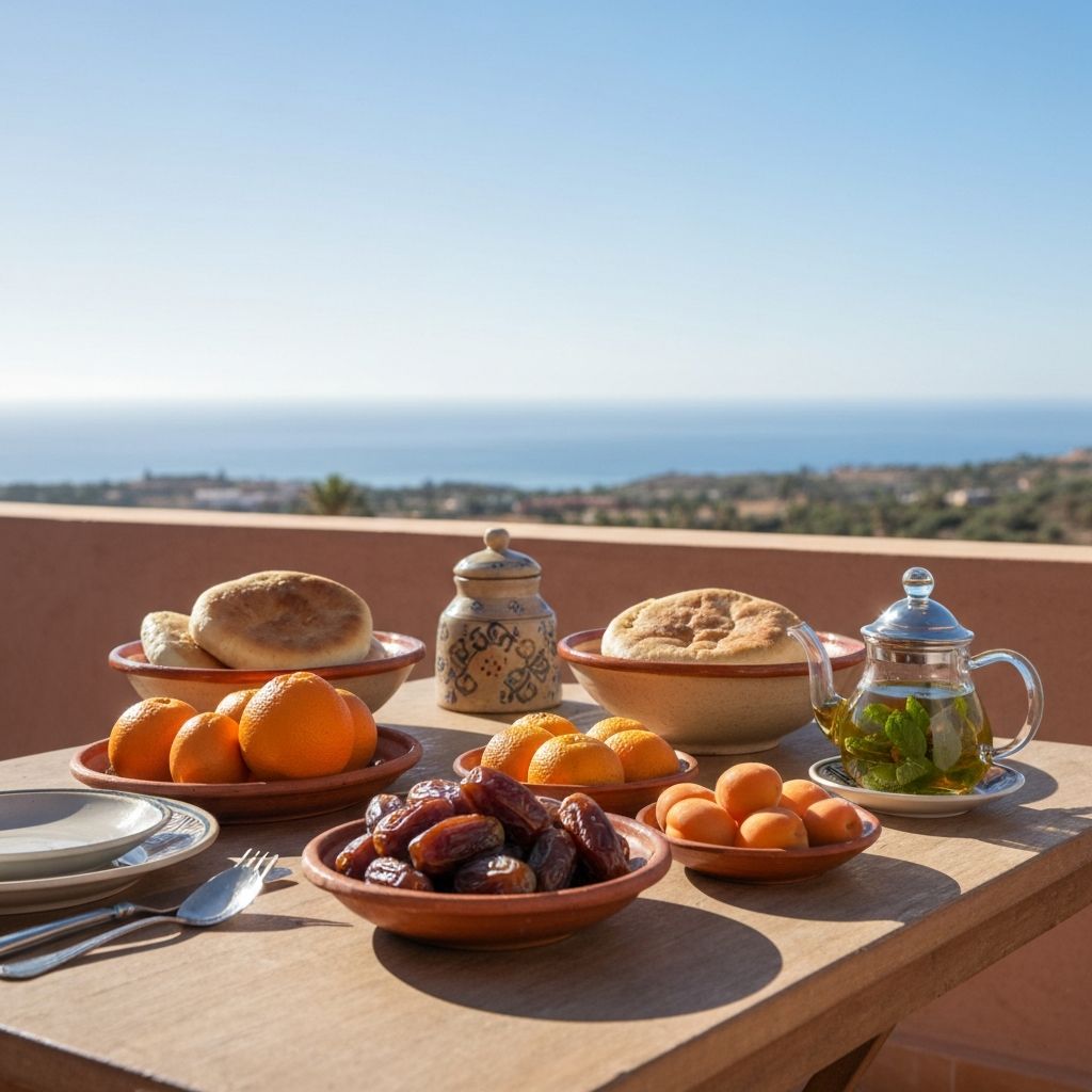 Moroccan breakfast spread