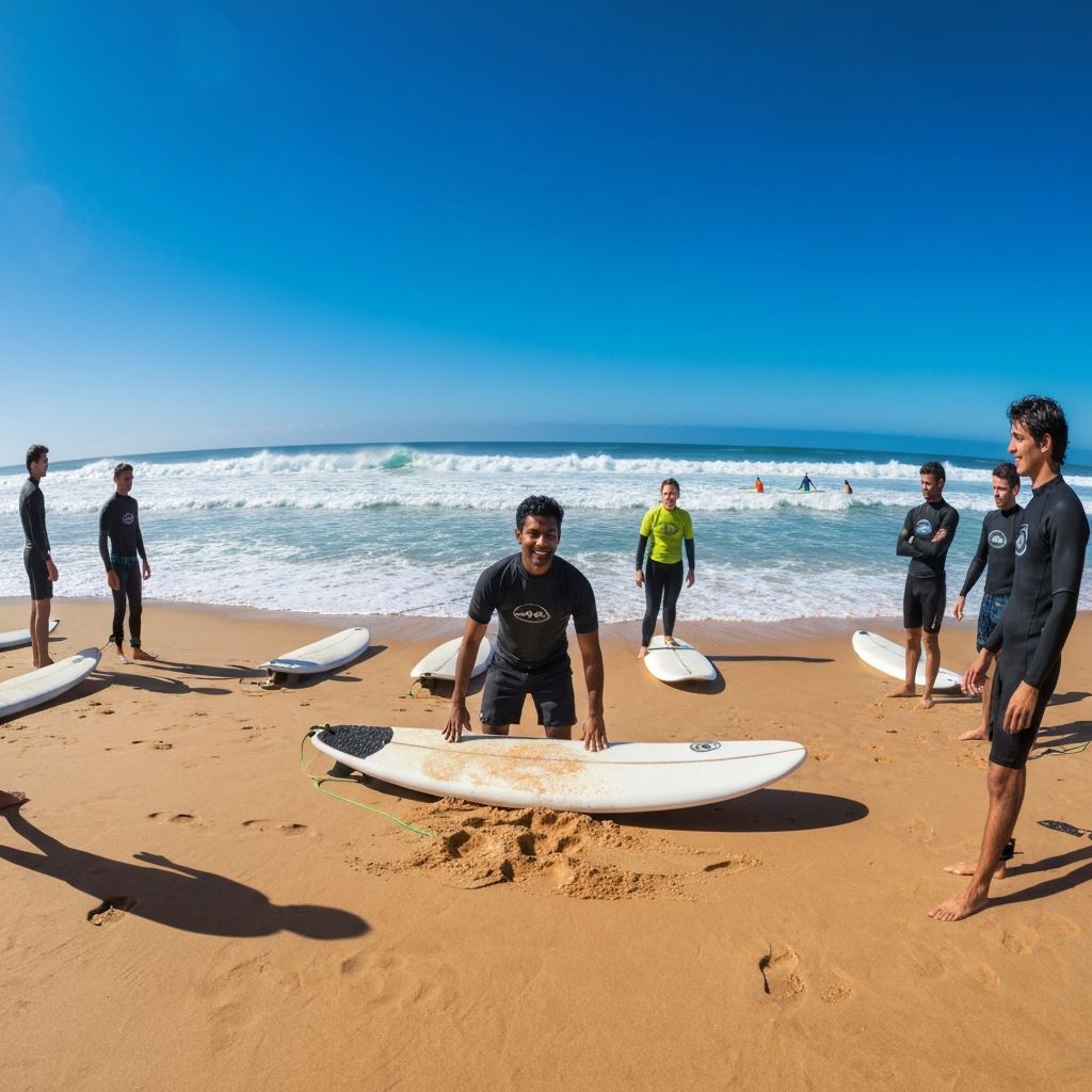Surf lesson on the beach